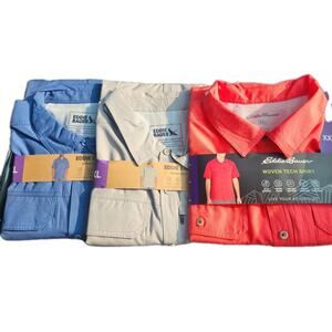 Eddie Bauer Woven Tech Short Sleeve Shirts, Men's XXL, Lot Of 3, New w/Tags